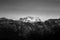 Black and white glacial mountain peak