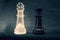 Black and white glass King and Queen chess pieces