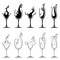 Black and white glasses with wine and water. Illustration can be used for coloring book and pictures for children