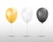 Black, white and golden balloons isolated.