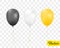 Black, white and golden balloons isolated.