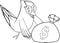 Black And White Goldfinch Bird Cartoon Character With Money Bag