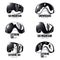 Black and white graphic mountain skier goggles logo template