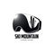 Black and white graphic mountain skiing goggles logo