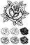 Black and white graphic realistic detailed rose