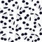 Black and white graphic vector seamless cherry, cherries pattern.