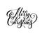 black and white hand lettering inscription Merry Christmas, artistic written for greeting card