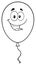 Black And White Happy Balloon Cartoon Mascot Character