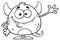Black And White Happy Monster Cartoon Emoji Character Waving For Greeting