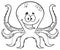 Black And White Happy Octopus Cartoon Mascot Character