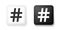 Black and white Hashtag icon isolated on white background. Social media symbol. Modern UI website navigation. Square