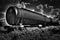 Black and white hdr railroad tank