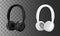 Black and white headphones vector illustration