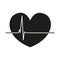 Black and white healthy heart cardiogram silhouette