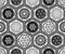Black and white hexagon doily crochet patchwork seamless pattern background design. Embroidery style vector illustration
