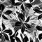 Black and white hibiscus seamless pattern