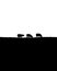 Black and white high contrast silhouette of 3 sheep grazing