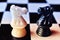 Black and white horse chess piece