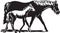 Black and White Horses Mare and Foal Illustration