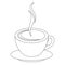 Black and white hot coffee cup. Illustration can be used for coloring book and pictures for children