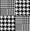 Black and white houndstooth patchwork fabric swatch