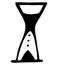 Black and white hourglass icon, vector illustration