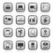 Black and white household appliances and electronics icons