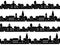 Black and white houses and buildings small town street seamless pattern, vector