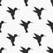 Black and white hummingbird seamless pattern