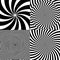 Black and White Hypnotic Psychedelic Spiral with Radial Rays, Twirl Background Collection Set Pattern. Vector