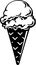 Black and White Ice Cream Cone Illustration