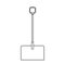 Black and white icon of a beautiful construction shovel with a wooden handle for snow removal. Garden snowblower