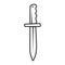 Black and white icon of cold weapon -knife, symbol of danger. Contour of the blade with the handle