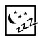 Black and white icon symbol of sleep and silence