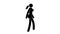 Black and white icon of woman walking cycle