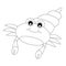 Black and white illustrated cartoon crab.