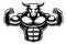 Black and white illustration of a bull bodybuilder