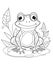 Black and white illustration for coloring animals, frog.