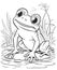 Black and white illustration for coloring animals, frog.