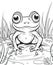 Black and white illustration for coloring animals, frog.