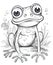 Black and white illustration for coloring animals, frog.