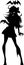 Black and white illustration of an elegant vampire girl silhouette