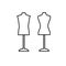 Black & white illustration of female & male mannequin. Tailor dr