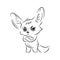 Black and white illustration of a funny fennec fox  looking severely
