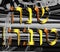 Black and white illustration. Gold inscription 5779. Shana Tova Rosh Hashanah doodle. Translated Hebrew Happy New Year