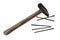 black and white illustration hammer and nail carpentry tool drawing