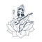 Black and white illustration Happy Vasant Panchami Saraswati