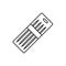 Black & white illustration of knitting straight single point needle kit. Vector line icon. Isolated object