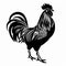 Black and white illustration. majestic rooster