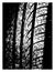 black and white illustration of a passenger tread tire tire